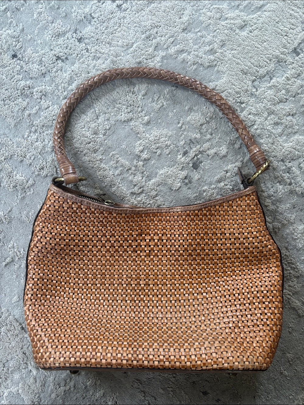 Patricia Nash Woven Leather Shoulder Bag - Tan/Brown